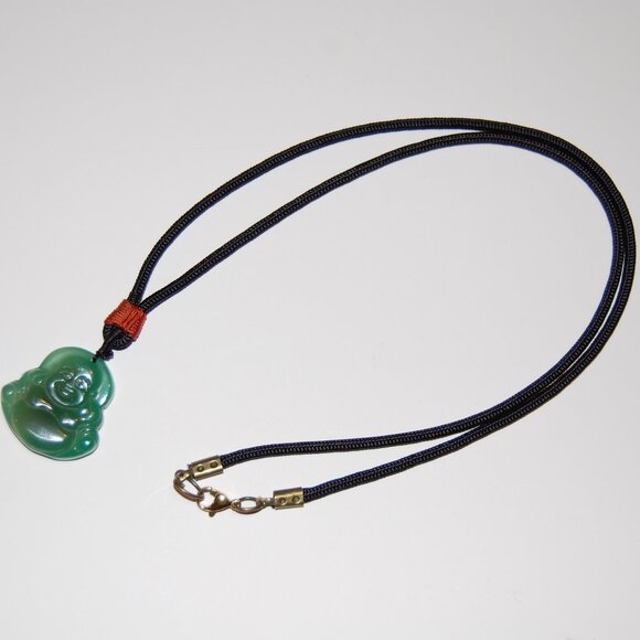 Jade Necklace,Jade Buddha Pendant Cord Necklace,Good Luck Necklace - Picture 4 of 4